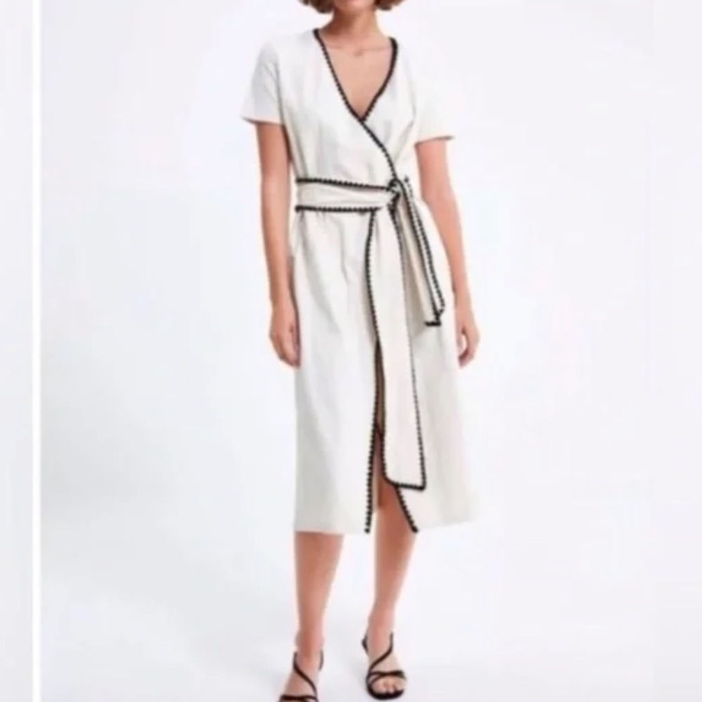 NWT Zara Cream Wrap Dress